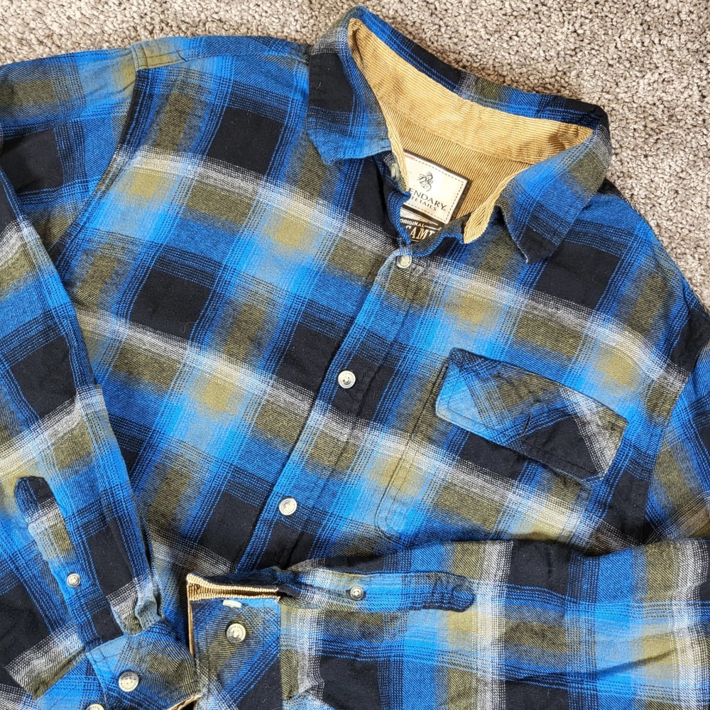 Legendary‎ Whitetails Buck Camp Flannel Shirt Mens Medium Blue Plaid